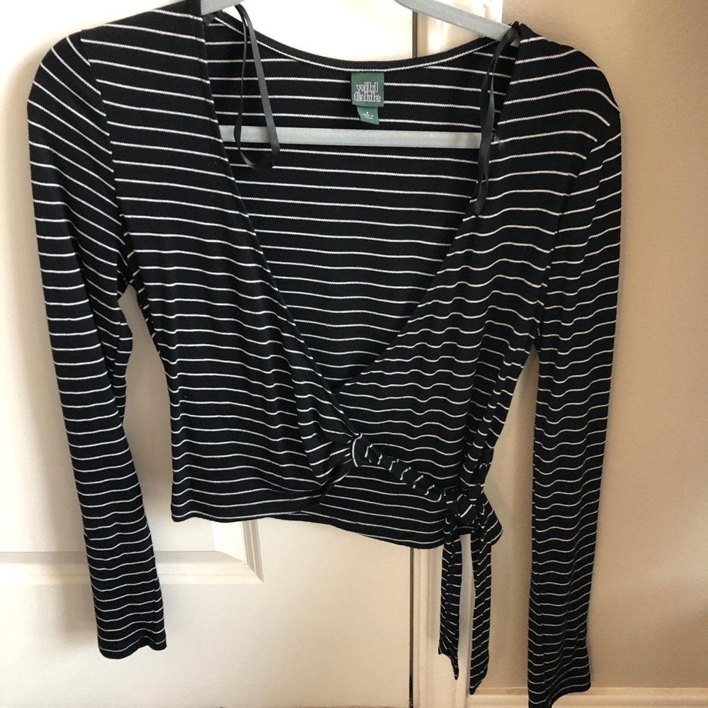 Black and White Striped Tie Top